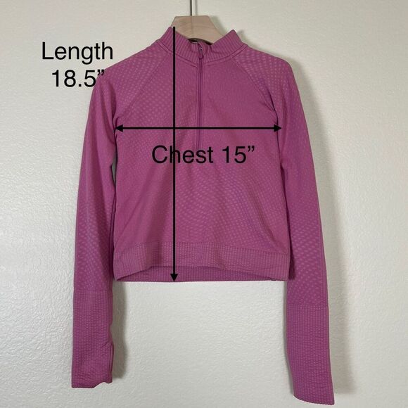 Lululemon Womens Size S Rest Less Cropped Half-Zip Grid Warp Pink Blossom Sugar - Picture 5 of 15